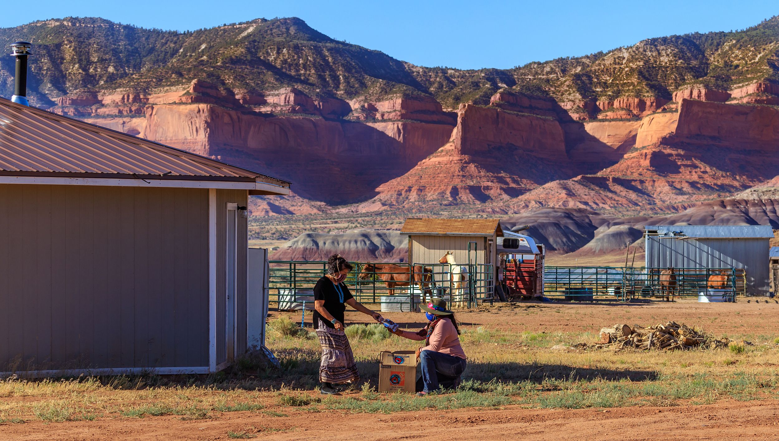 Cherish Tso-Redhouse of the Johns Hopkins Center for American Indian Health delivers a wellness box